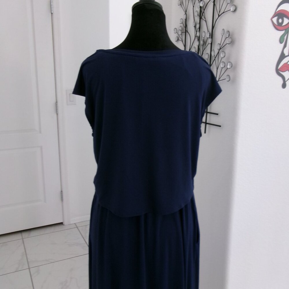 SOMA Navy Blue Soft Stretchy Popover Maxi Dress with Pockets M - Picture 6 of 14
